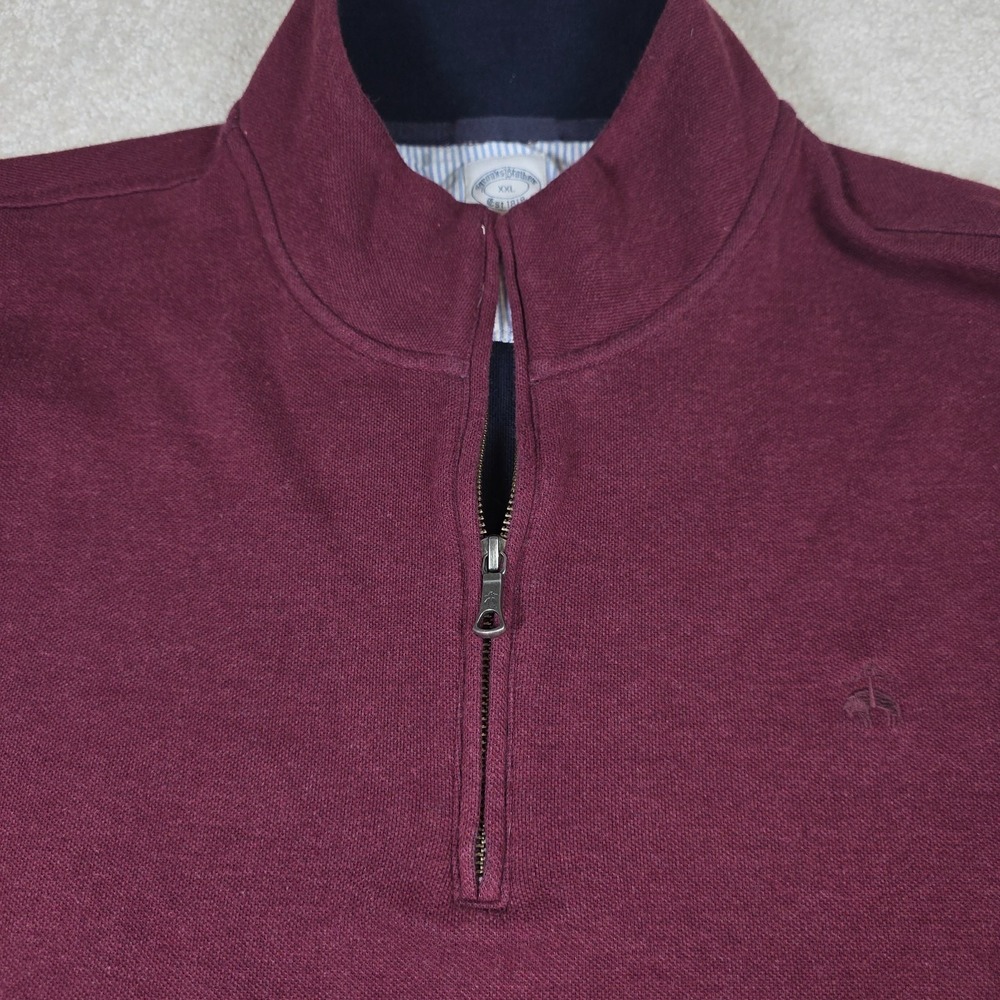 Brooks Brothers Sweatshirt Mens 2XL Burgundy Red 1/4 Zip Winter Hiking Pullover